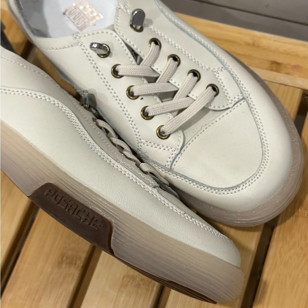 4/$15 NEW Unisex Cream Sneakers by Posache - Picture 2 of 2